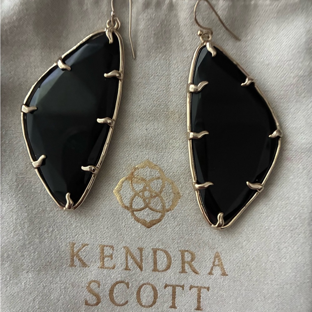 Kendra Scott Black and Gold Statement Earrings
